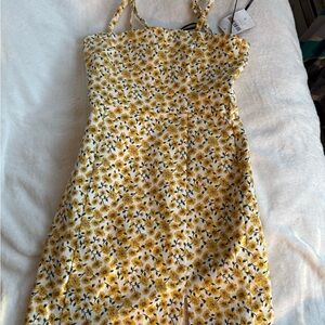 Forever 21 Yellow Floral Midi Dress
